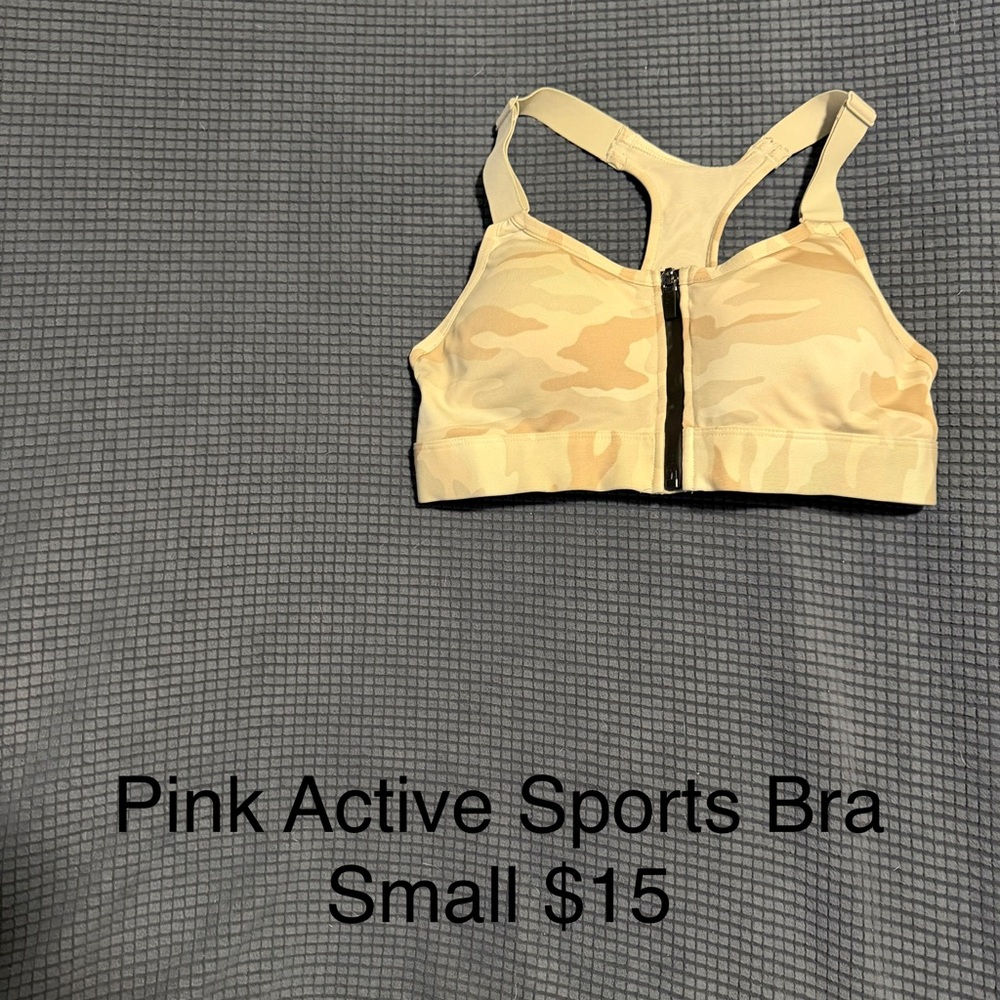 PINK Victoria's Secret Yellow Camo Sports Bra